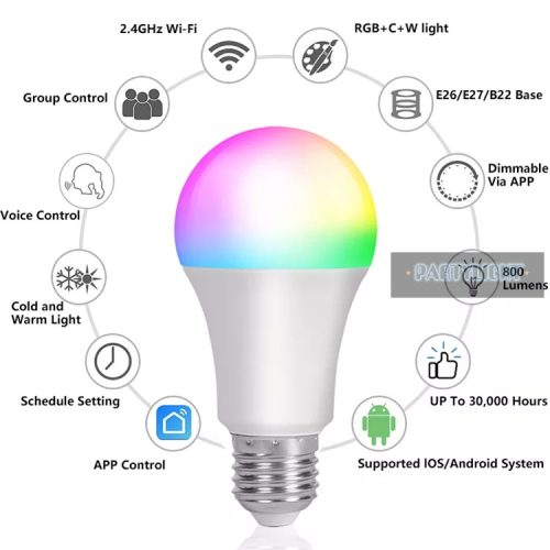 RGBW Smart led égő 9W